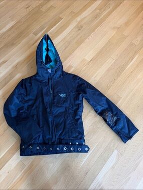 Roxy Navy Blue Hooded ski jacket with Teal Lining